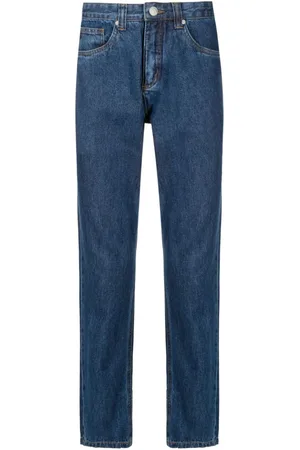 HANDRED Logo-patch mid-rise straight-leg trousers