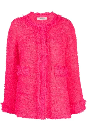 CHARLOTT Round-neck frayed tweed jacket