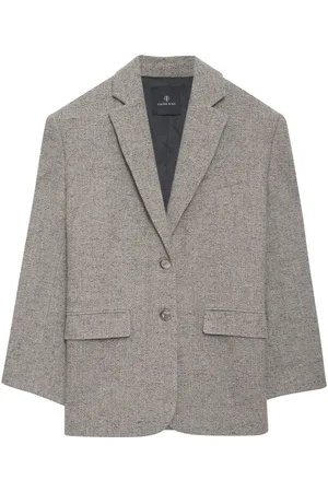 ANINE BING Quinn herringbone single-breasted blazer