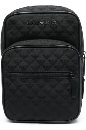 Emporio Armani Logo-lettering monogram-jacquard backpack