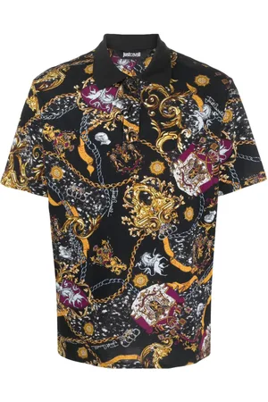 Roberto Cavalli Baroque-print cotton polo shirt