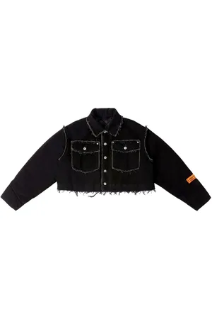Heron Preston Distressed cropped denim jacket
