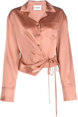 Nanushka Satin wrap shirt