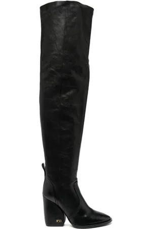 Nº21 Logo-sole 100mm leather knee-high boots