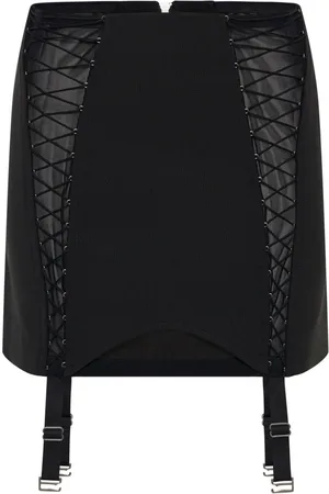 DION LEE Lace-up sheer miniskirt