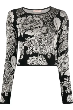 Twin-Set Floral intarsia-knit top