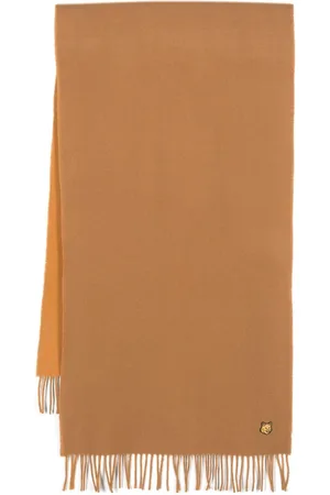 Maison Kitsuné Fox-patch fringed scarf