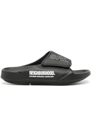 NEIGHBORHOOD Logo-print touch-strap slides