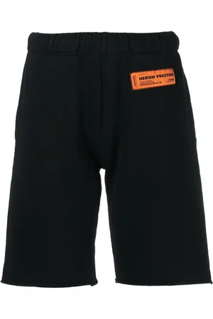 Heron Preston Logo-patch organic-cotton knee-length shorts