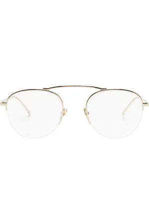Saint Laurent Logo-engraved round-frame glasses