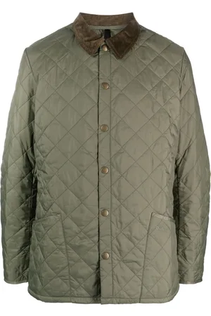 Barbour Corduroy-collar diamond-quilted jacket