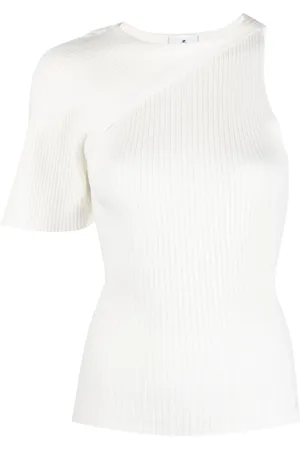 Courrèges Asymmetric ribbed-knit top