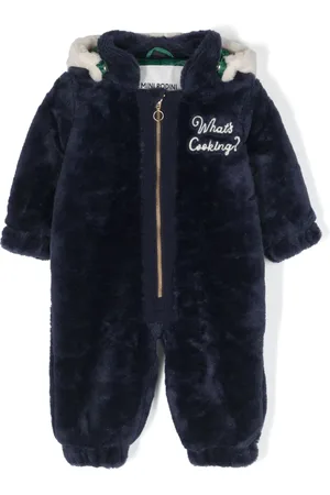 Mini Rodini Slogan-embroidered faux-fur overall