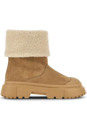Hogan Fleece-trim leather ankle boots