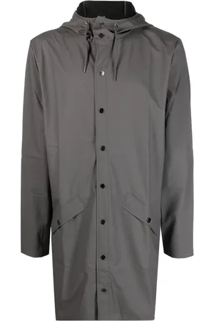 Rains Hooded stud-fastening raincoat
