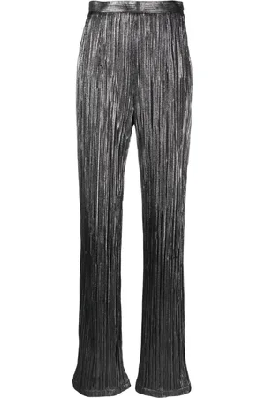 Styland Pleated satin straight trousers