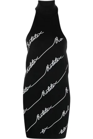 ROTATE Sequin logo-embellished halterneck minidress