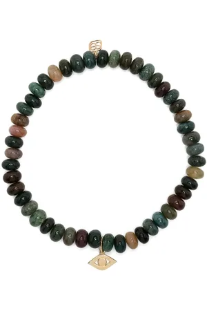 Sydney Evan 14kt yellow gold Evil Eye agate beaded bracelet