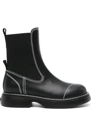 Ganni Topstitched leather Chelsea boots