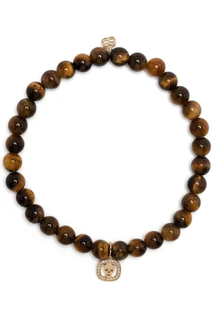 Sydney Evan 14kt yellow gold tiger eye charm bracelet