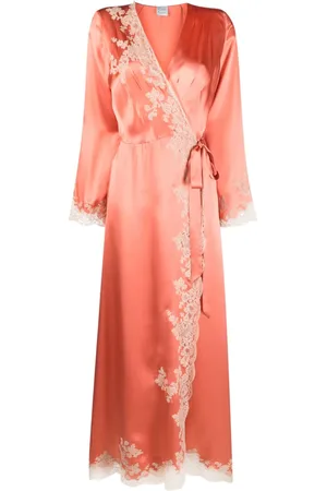 CARINE GILSON Lace-detail silk robe