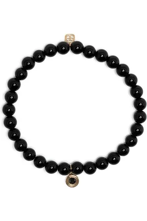 Sydney Evan 14kt yellow gold charm-detail onyx bracelet