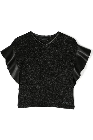 MONNALISA Metallic-threading panelled blouse