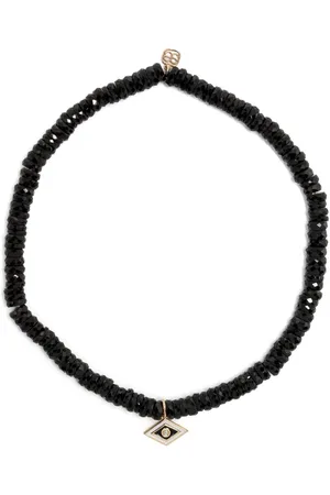 Sydney Evan 14kt yellow gold Groovy Eye onyx beaded bracelet