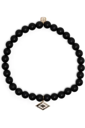 Sydney Evan 14kt yellow gold Groovy Eye onyx beaded bracelet