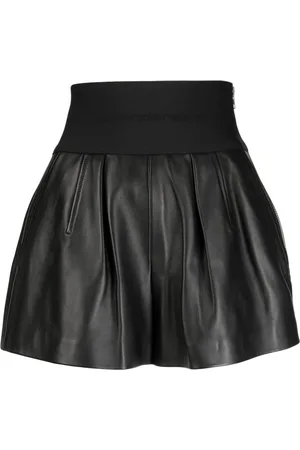Alexander Wang Logo-waistband leather shorts
