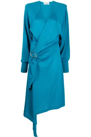 The Attico Atwell wool midi wrap dress
