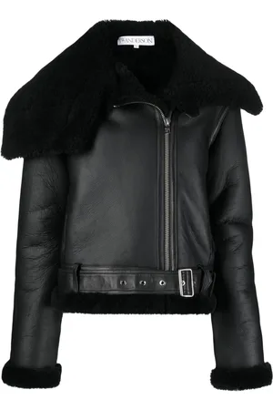 J.W.Anderson Shearling-trim leather biker jacket