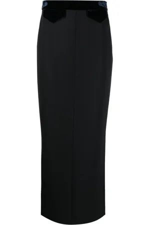 Giorgio Armani Faux-pocket velvet-trim maxi skirt