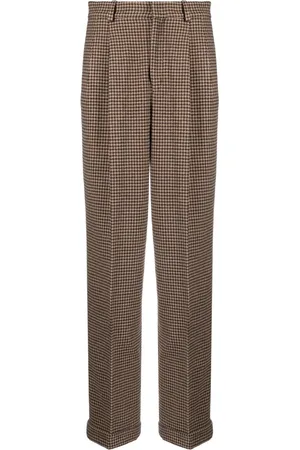 Ralph Lauren Pleat-detail houndstooth-pattern trousers
