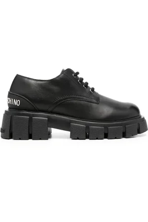 Moschino Logo-raised detail leather Derby shoes