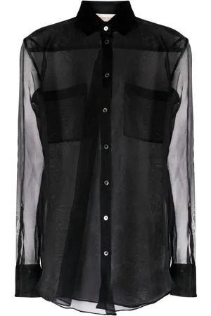 BLANCA Capparis semi-sheer silk shirt