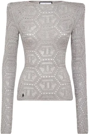 Philipp Plein Logo-embroidered knitted top