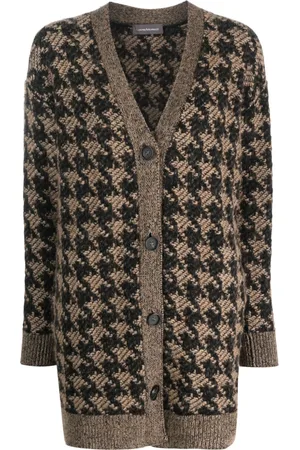 LORENA ANTONIAZZI Houndstooth-pattern knitted cardigan