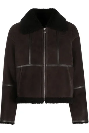 YVES SALOMON Shearling-trim suede jacket
