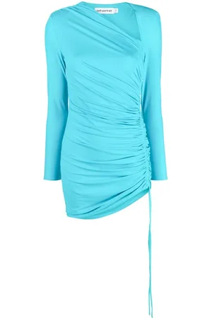 Self-Portrait Ruched asymmetric minidress