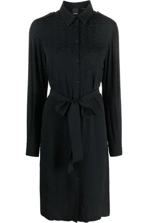 Pinko Monogram-pattern belted shirtdress