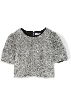 MONNALISA Feather-effect short-sleeve top