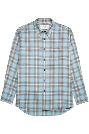 Ami Long-sleeved checkered knitted shirt