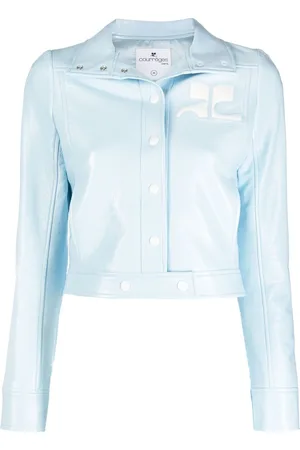 Courrèges Appliqué-logo cropped vinyl jacket