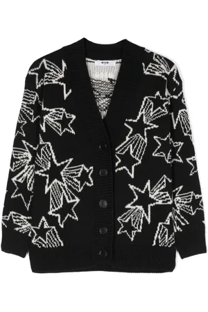 Msgm Patterned intarsia-knit V-neck cardigan