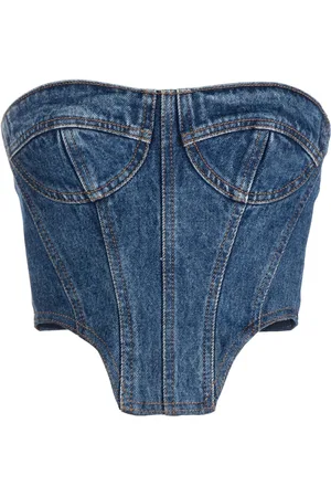 DAVID KOMA Denim bustier crop top