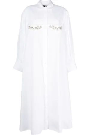 Simone Rocha Crystal-embellished cotton shirtdress