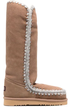 Mou Crochet-trim suede boots