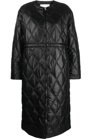 Ganni Diamond-quilted zip-up raincoat