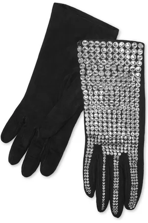 Philipp Plein Crystal-embellished suede mid-gloves
